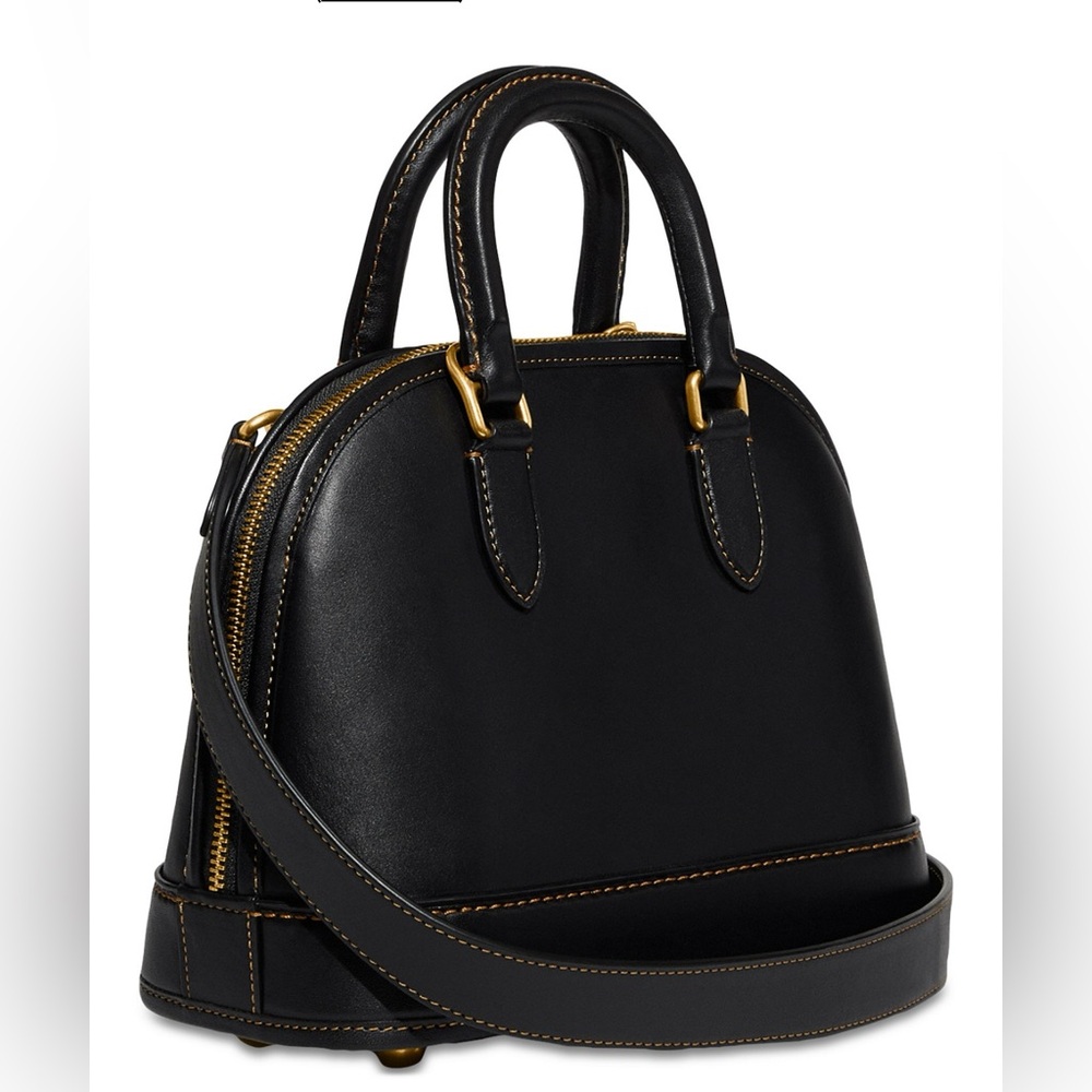 Coach Leather Revel Convertible Dome Satchel with Straps.